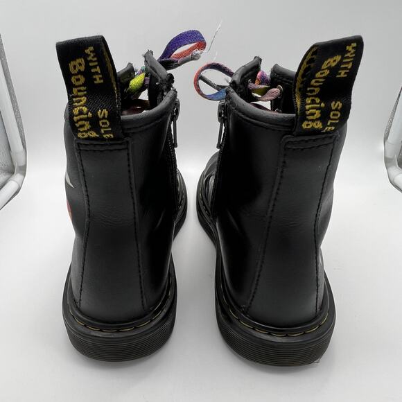 Doc Martens AirWair Boots Girl's Size 2 Combat Shoes Side Zip 1460 Black Rainbow - Picture 5 of 14